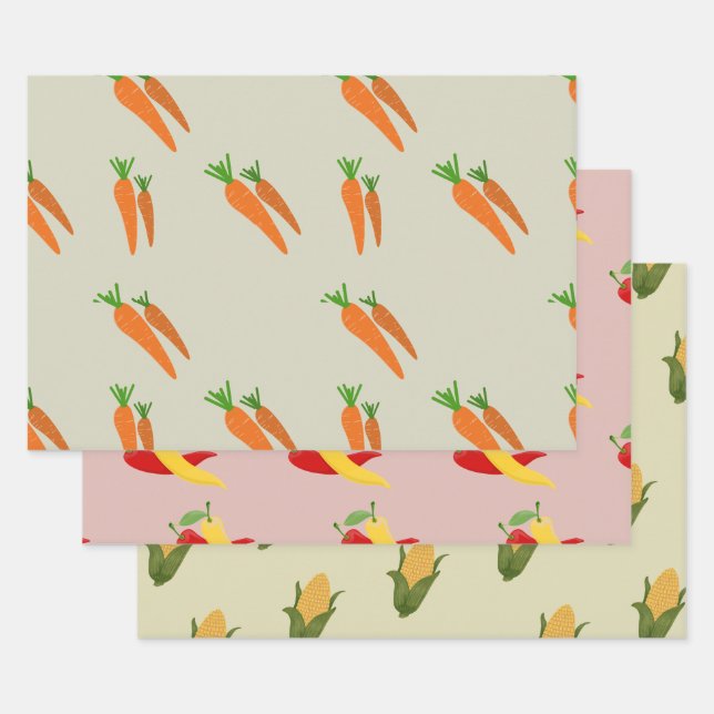 Farbiges Veggie Wrapping Paper Pack Geschenkpapier Set (Set)