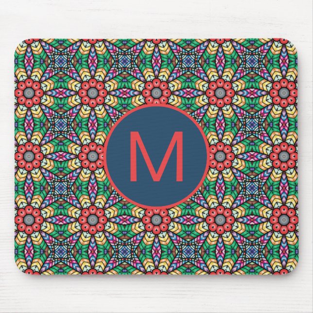 Farbiges Verziertes Kaleidoskop-Muster Mousepad (Vorne)