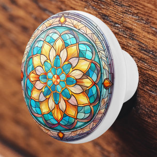 Farbiges Vintage-Buntglas-Muster Keramikknauf