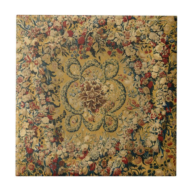 Farbiges Vintages Blumenmuster Fliese (Vorderseite)