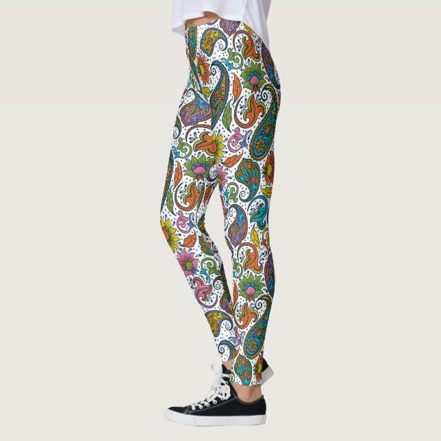 Farbiges Vintages Blumenpaisley Leggings (Links)