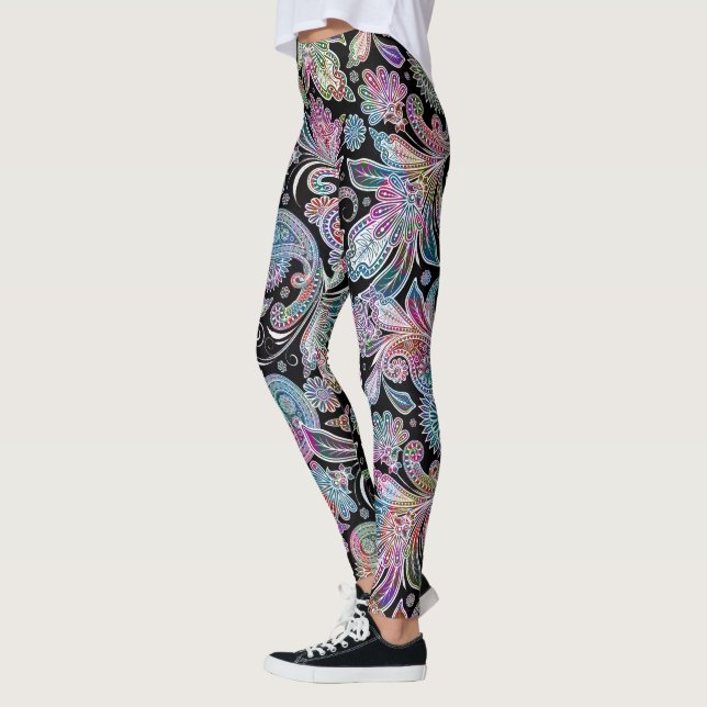 Farbiges Vintages Blumenpaisley Leggings (Links)