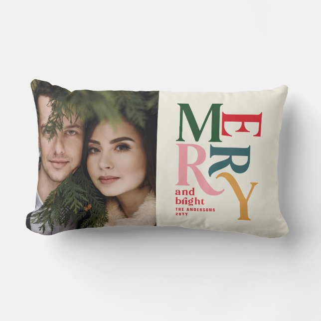 Farbiges Vintages Foto mit fröhlichen Chritsmas Lendenkissen (Vorderseite)