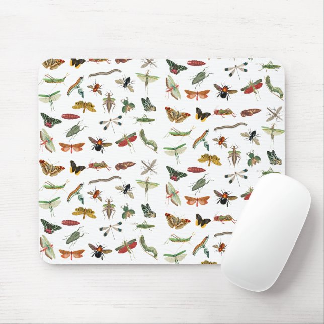 Farbiges Vintages Insektenbild Mousepad (Mit Mouse)