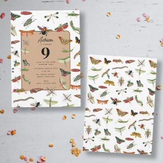 Farbiges Vintages Insektenthema Geburtstagsparty Einladung