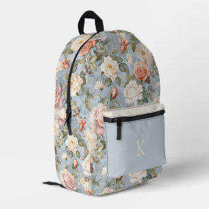 Farbiges Vintages Rose Muster Mit Monogramm Bedruckter Rucksack