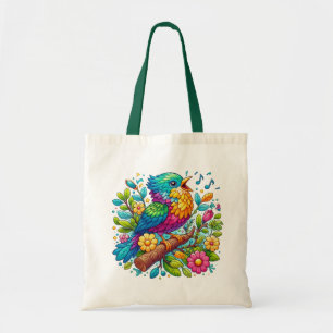 Farbiges Vogeldesign Tragetasche