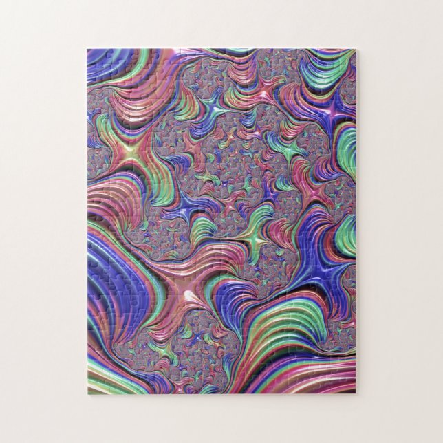 Farbiges Vortex Abstraktes Trippy Spiral-Fraktal Puzzle (Vertikal)