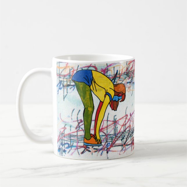 farbiges Wasserfarben-Girl-Musikblatt Kaffeetasse (Links)