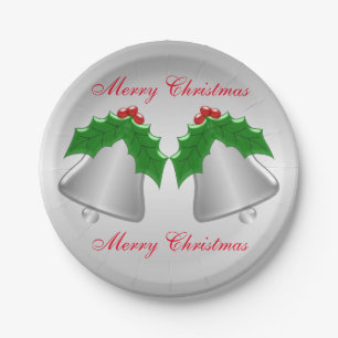Farbiges Weihnachten silberner Bell Silber Pappteller