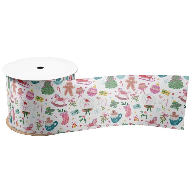Farbiges Weihnachtsband Satinband (Festive Ribbon with Whimsical Doodles for Holiday Gifts and Décor — by Painted Paperie)