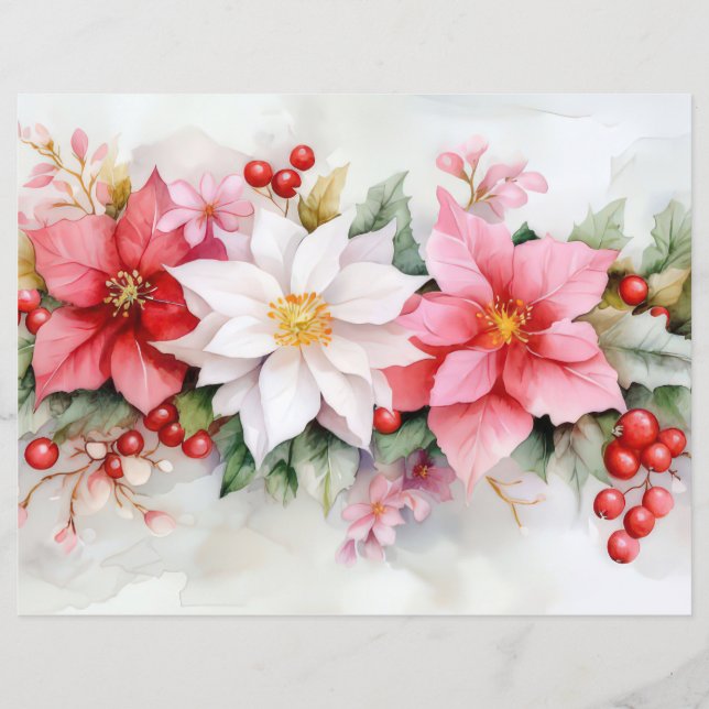 Farbiges Weihnachtsbuch Poinsettias Scrapbooking (Vorderseite)