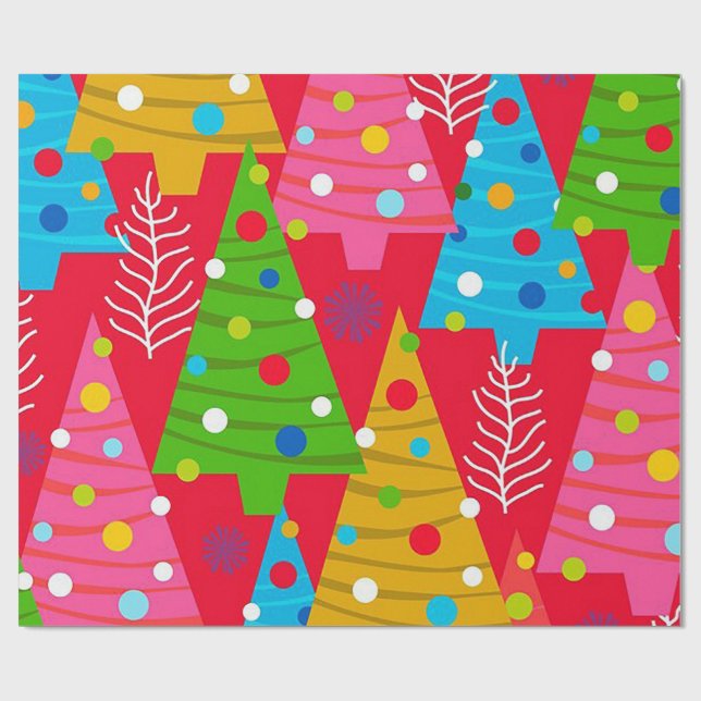 Farbiges Weihnachtswrapping Papier Geschenkpapier (Flach)