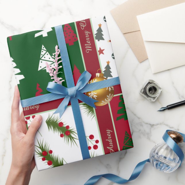 Farbiges Weihnachtswrapping Papier mit Text Geschenkpapier (Schenken)