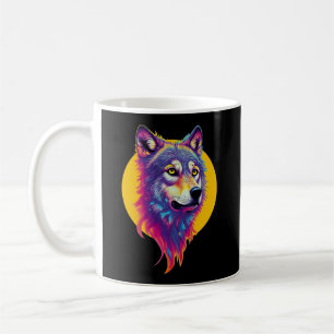 Farbiges Wolf-Portrait Kaffeetasse