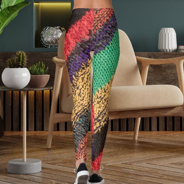 Farbiges Wollstrickpullover-Muster Grafikstreifen Leggings (Von Creator hochgeladen)