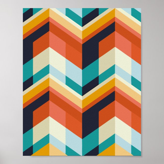 Farbiges Zickzack geometrisches Muster Poster (Vorne)