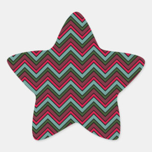 Farbiges Zickzack Zickzackmuster Stern-Aufkleber