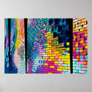 Farbiges Ziegelwand-Abstrakt-Poster Poster