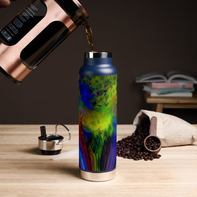 "Farbinfusion" (mit Stroh/Pop-up) Wasserflasche Trinkflasche (Kaffee)