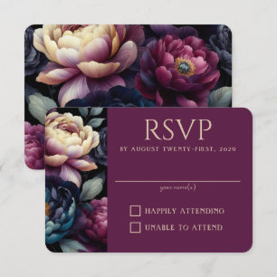 Farbintensive Blumengestaltung RSVP Karte