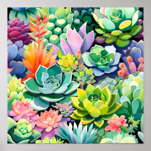 Farbintensiver Sukkulenten-Botanischer Garten im S Poster