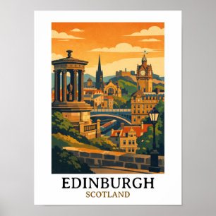 Farbintensives Edinburgh Schottland Schloss Vintag Poster