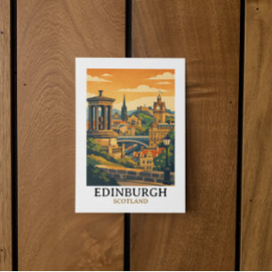 Farbintensives Edinburgh Schottland Schloss Vintag Postkarte