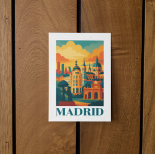Farbintensives Madrid Spanien Vintage Reise Postkarte
