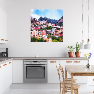 Farbintensives Positano, Italien Leinwanddruck