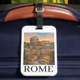 Farbintensives Rom Italien Kolosseum Vintage Reise Gepäckanhänger