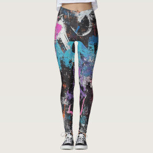 Farbintensives urbanes Graffiti-Abstrakt in Lila,  Leggings