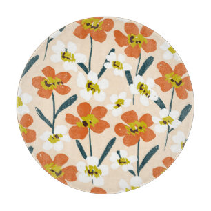 Farbintensives, vintage Blumenmuster. Schneidebrett