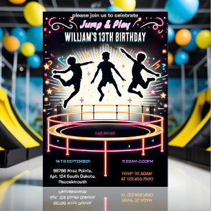 Farbjunge Kinder cool Trampolin Park 13. Geburtsta Einladung