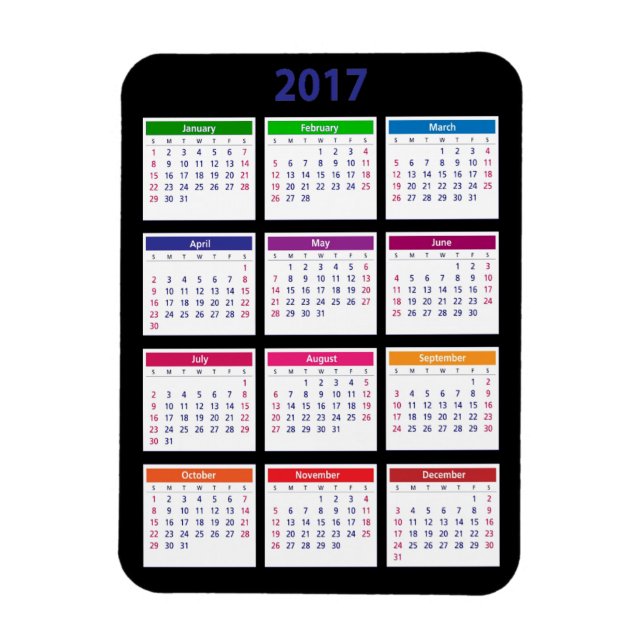 Farbkalender 2017 anpassbar magnet (Vertikal)