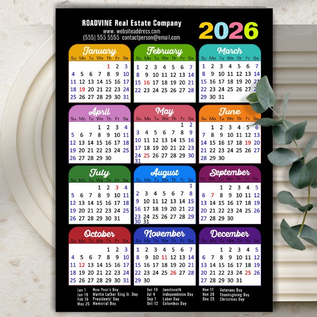 Farbkalender 2026 US-Urlaub Corporate Magnetic Magnetkarte (Von Creator hochgeladen)