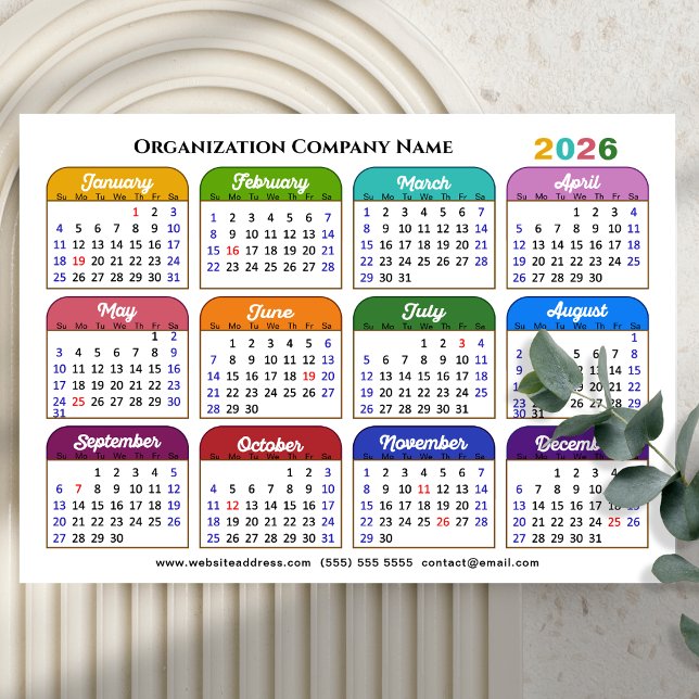 Farbkalender 2026 US-Urlaub Corporate Magnetic Magnetkarte (Von Creator hochgeladen)