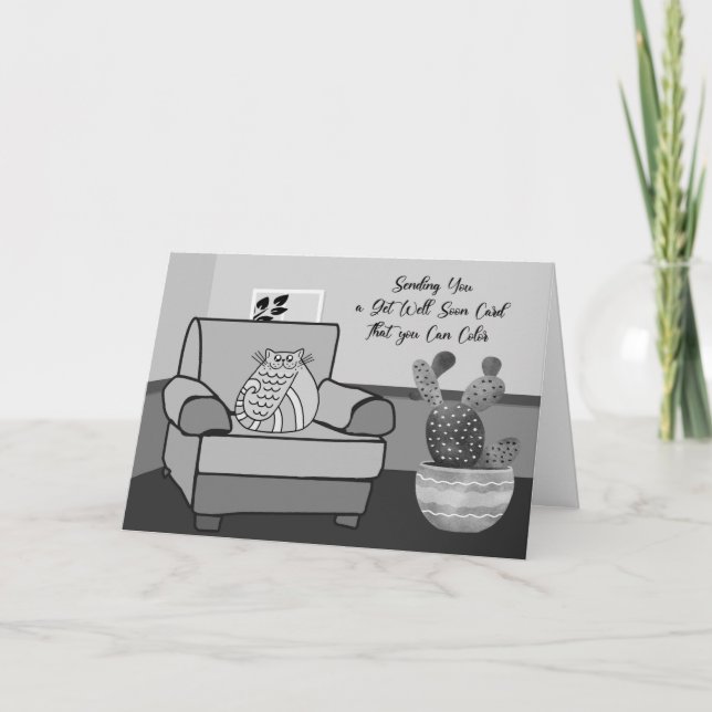 Farbkarte für eine kranke Niedliche Katze im Zimme Karte (Vorderseite)