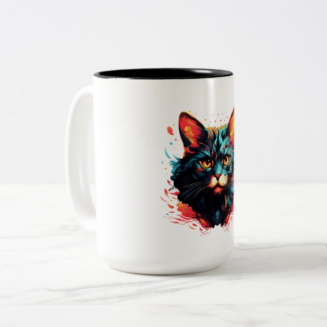 Farbkatze Zweifarbige Tasse (Vorderseite Links)