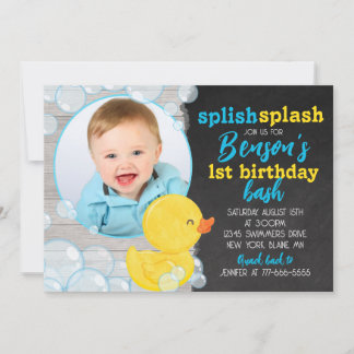 Farbkautschuk-Dusche Chalkboard Foto Geburtstag Einladung