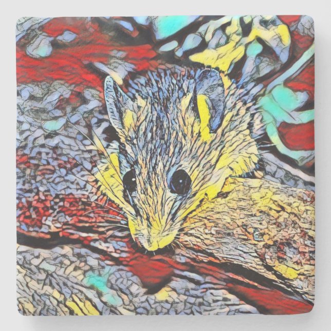 Farbkick - Maus Steinuntersetzer (Vorderseite)