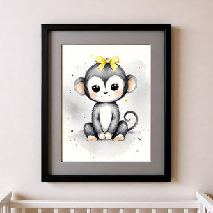 Farbklecks Kinderzimmer Dschungeltiere Affe Poster