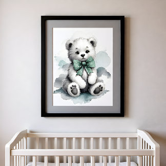 Farbklecks Kinderzimmer Waldtiere Bär Poster