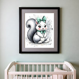 Farbklecks Kinderzimmer Waldtiere Eichhörnchen Poster