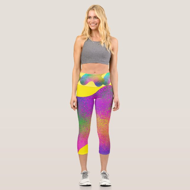Farbklecks mit bunten Frenkelten Punkten Capri Leggings (Vorderseite)