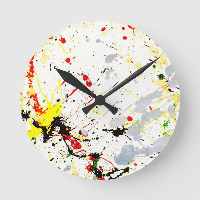 Farbklecks Runde Wanduhr (Vorderseite)