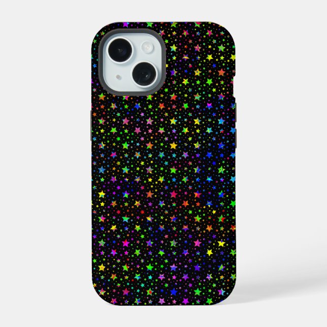 Farbklecks-Sterne iPhone 15 Hülle (Rückseite)