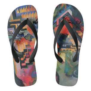 Farbkomposition von August Macke, Vintage Kunst Flip Flops