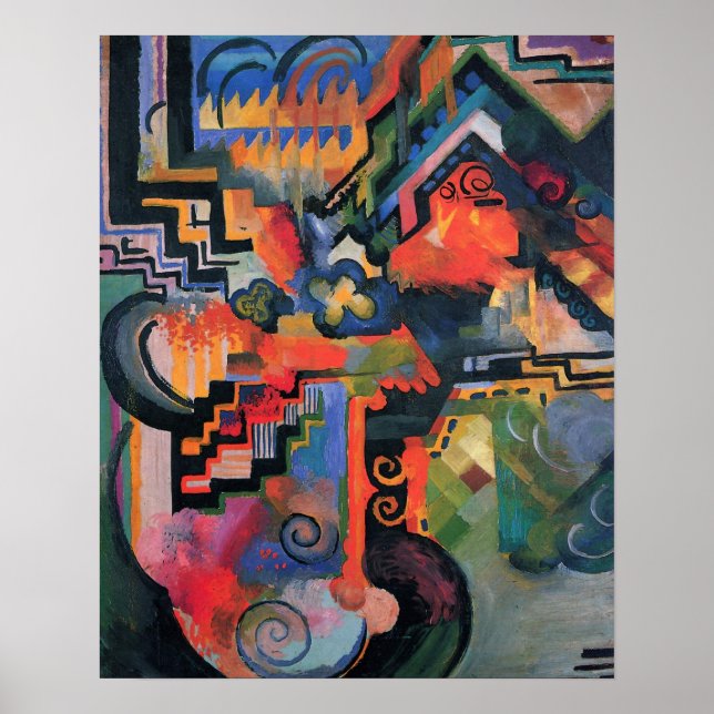 Farbkomposition von August Macke, Vintage Kunst Poster (Vorne)