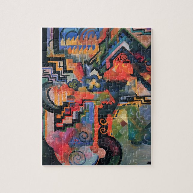 Farbkomposition von August Macke, Vintage Kunst Puzzle (Vertikal)